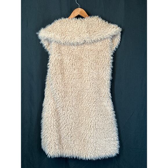 ME JANE Faux Fur Sherpa Sleeveless Cardigan M Camel Streetwear Gorpcore - Picture 5 of 11